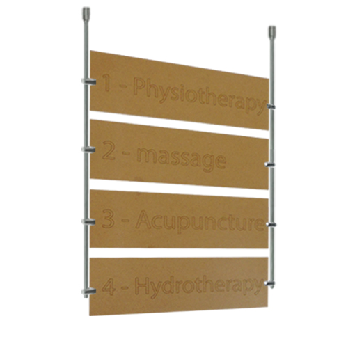 MDF directory slats suspended from bars 